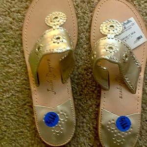 Jack Rogers all leather new gold Egyptian thong sandals
